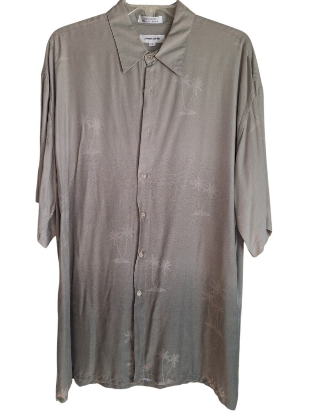 Umbrey Gray Palm Print Shirt Size Large